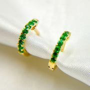 Buy 14K Solid Gold Blue Sapphire Huggies